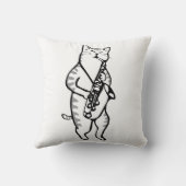 サクソフォン楽器ミュージックジャズキャットTシャツ クッション (裏面)