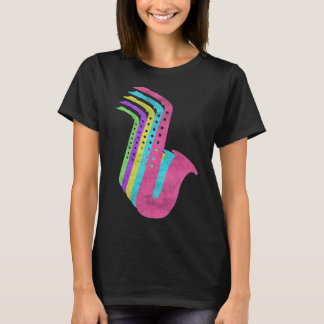 サクソフォン楽器80sカラー1980s tシャツ