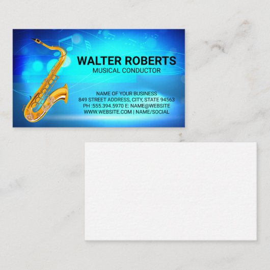 サクソフォン楽器 |楽譜 名刺 (正面/裏面)