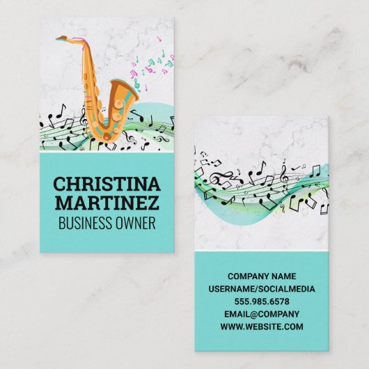 サクソフォン楽器 |楽譜 名刺 (正面/裏面)