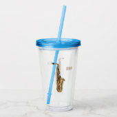 サクソフォン漫画イラストレーション アクリルタンブラー (裏面)