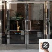 サクソフォン漫画イラストレーション ウィンドウサイン (オフィスドア)