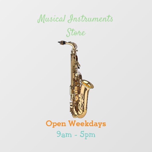 サクソフォン漫画イラストレーション ウィンドウサイン (シート)