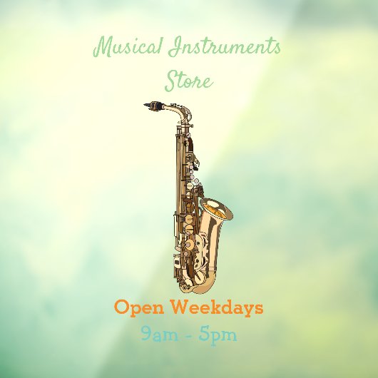 サクソフォン漫画イラストレーション ウィンドウサイン (シート3)