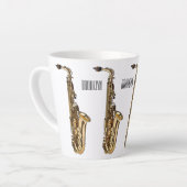 サクソフォン漫画イラストレーション カフェラテマグ (左アングル)