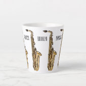 サクソフォン漫画イラストレーション カフェラテマグ (正面)