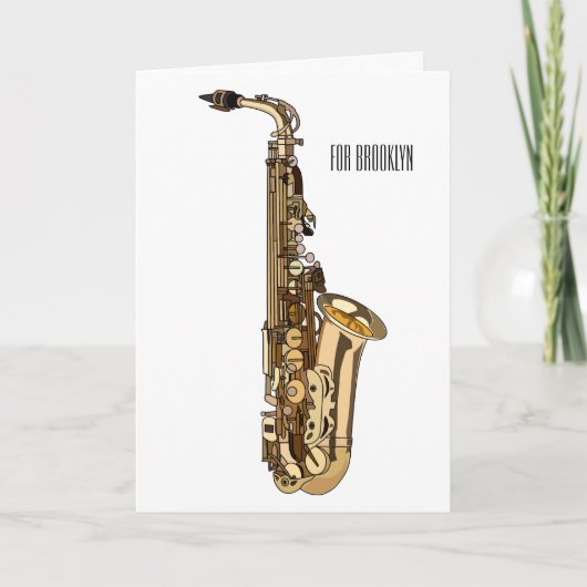 サクソフォン漫画イラストレーション カード (正面)
