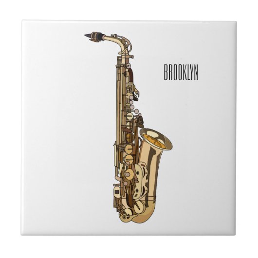 サクソフォン漫画イラストレーション タイル (正面)