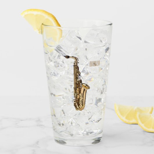 サクソフォン漫画イラストレーション タンブラーグラス (アイス正面)