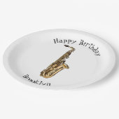 サクソフォン漫画イラストレーション ペーパープレート (アングル)