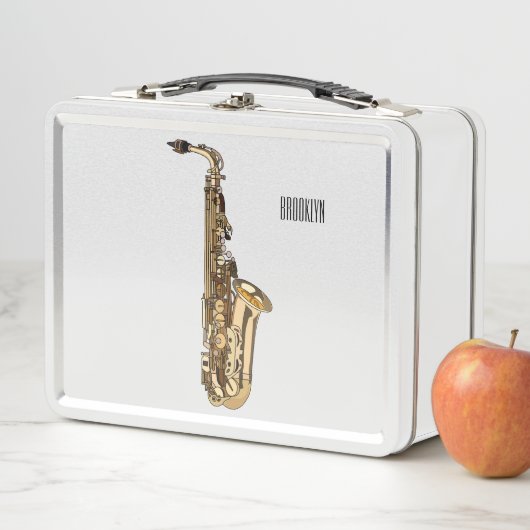 サクソフォン漫画イラストレーション メタルランチボックス (インサイチュ)