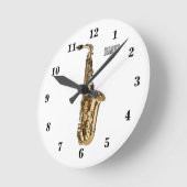 サクソフォン漫画イラストレーション ラウンド壁時計 (傾斜)
