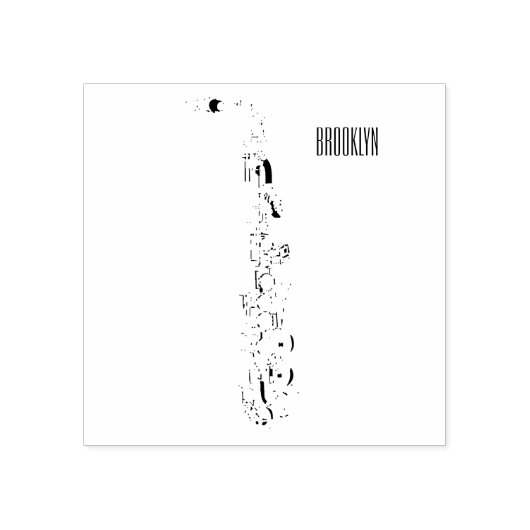 サクソフォン漫画イラストレーション ラバースタンプ (インプリント)