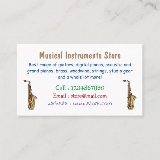 サクソフォン漫画イラストレーション 名刺 (正面)