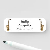 サクソフォン漫画イラストレーション 名札 (インサイチュ)