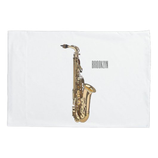 サクソフォン漫画イラストレーション 枕カバー (裏面)