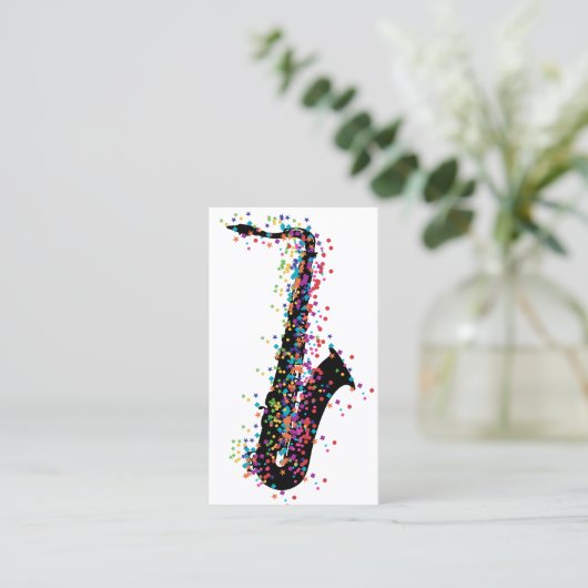 サクソフォン紙吹雪 名刺 (スタンド正面)