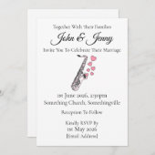 サクソフォン結婚式招待状サクソフォンミュージシャン 招待状 (正面/裏面)