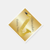 サクソフォン金ゴールド着色誕生日 スタンダードカクテルナプキン (角)