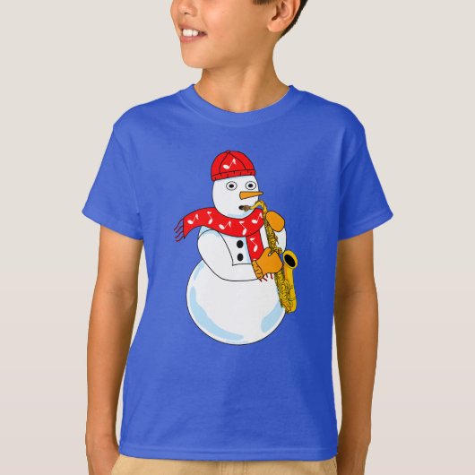 サクソフォン雪だるま Tシャツ (正面)