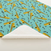 サクソフォン音楽ノートパターン シェルパブランケット (3/4)