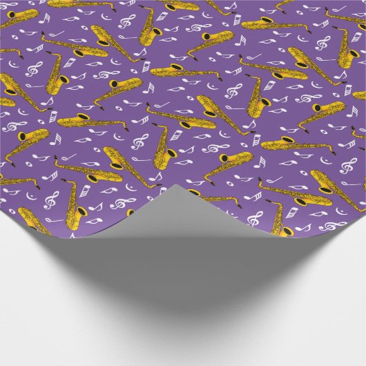 サクソフォン音楽ノートパターン ラッピングペーパー (角)