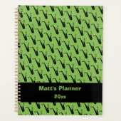 サクソフォン音楽ノートパーソナライズされたグリーン プランナー手帳 (正面)