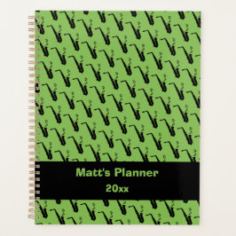 サクソフォン音楽ノートパーソナライズされたグリーン プランナー手帳