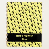 サクソフォン音楽ノートパーソナライズされた黄 プランナー手帳 (正面)