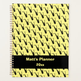 サクソフォン音楽ノートパーソナライズされた黄 プランナー手帳