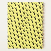 サクソフォン音楽ノートパーソナライズされた黄 プランナー手帳 (裏面)