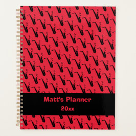 サクソフォン音楽ノートレッドパーソナライズされた版 プランナー手帳