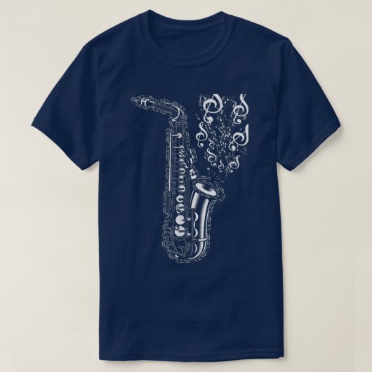 サクソフォン音楽ノート楽器ミュージシャンサクソフォン Tシャツ (デザイン正面)