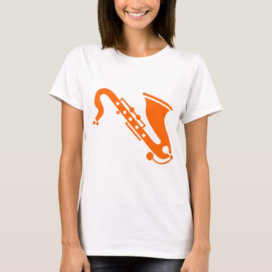 サクソフォン - オレンジ色 Tシャツ (正面)