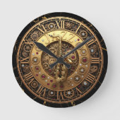 サクソフォン、ジャズクロック、大理石スチームパンインダストリアル ラウンド壁時計 (正面)