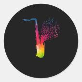 サクソフォン – ジャズミュージシャンサクソポニストギフト ラウンドシール (正面)