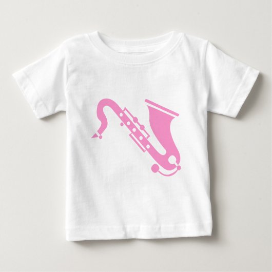 サクソフォン – ピンク ベビーTシャツ (正面)