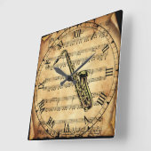 サクソフォン~ヴィンテージシートミュージックの背景~ユニーク スクエア壁時計 (傾斜)