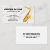 サクソフォン |大理石石板バックグラウンド名刺 名刺 (正面/裏面)