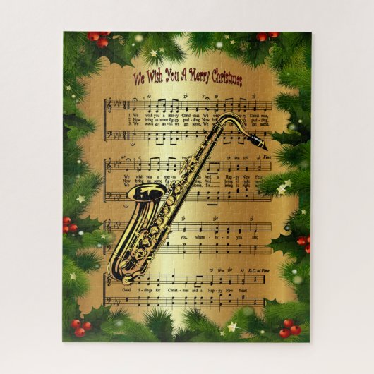 サクソフォン~「楽しいクリスマスをお祈りします」~ ジグソーパズル (縦)