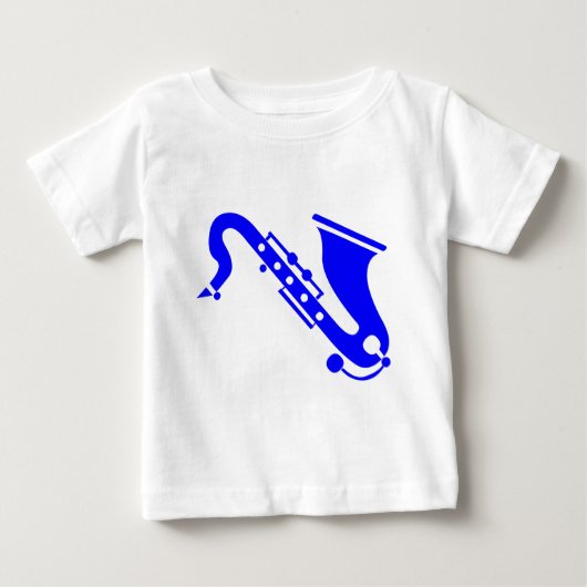 サクソフォン – 青 ベビーTシャツ (正面)