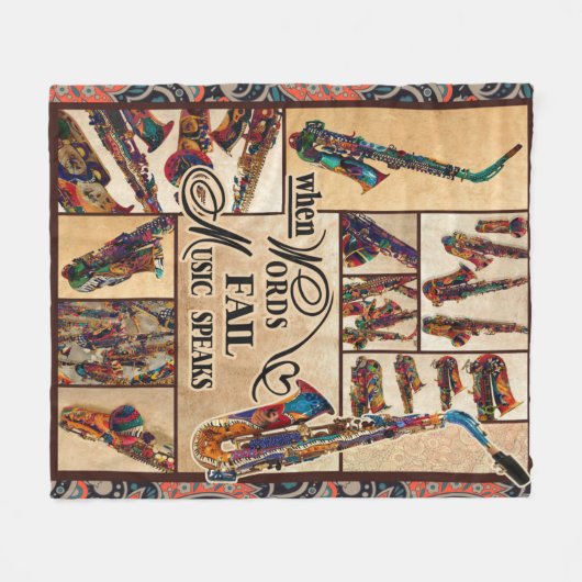 サクソフォン – 1サクソフォの音楽に失敗し話た場合 フリースブランケット (正面(横))