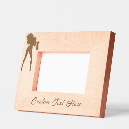 サクソフォープレーヤーウーマンエッチングフレーム – カスタム文字 レーザー彫刻フレーム (左)