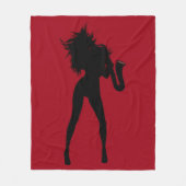 サクソフォープレーヤーウーマンフリースブランケットカスタムカラー フリースブランケット (正面)