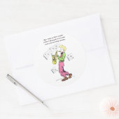 サクソフォープレーヤーミュージック引用文漫画ブックアート ラウンドシール (封筒)