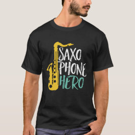 サクソフォーンおもしろいヒーローSaxプレーヤーJazz Music Pans Tシャツ