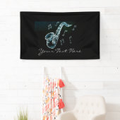 サクソフォーンおよび音楽ノート 横断幕 (インサイチュ)