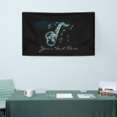 サクソフォーンおよび音楽ノート 横断幕 (トレードショー)