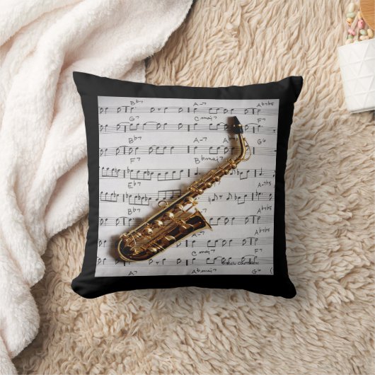 サクソフォーンおよび音楽枕 クッション (ブランケット)