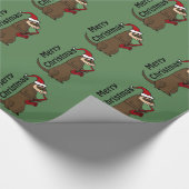 サクソフォーンのクリスマスの芸術を遊んでいるおもしろいなフェレット ラッピングペーパー (角)